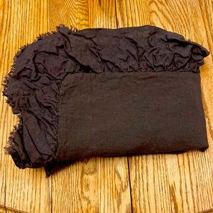 Pottery Barn Belgien flax linen ebony ruffle standard sham 2x